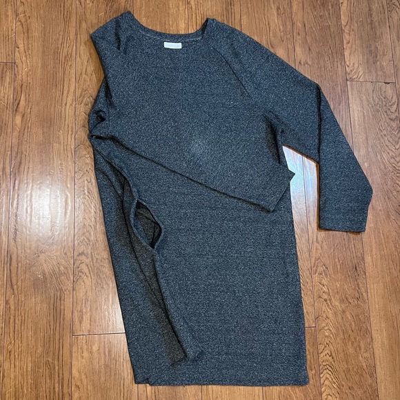 J.Jill Heather Grey Quiet Luxury Classic Lagenlook Lounge Warm Sweater Dress XL - Picture 3 of 7